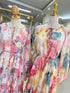 Multi Button Down Floral Waist Tie Long Maxi Dress